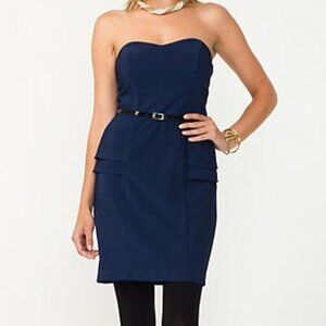 LeChateau Ottoman Ribbed Peplum Dress, Zip up